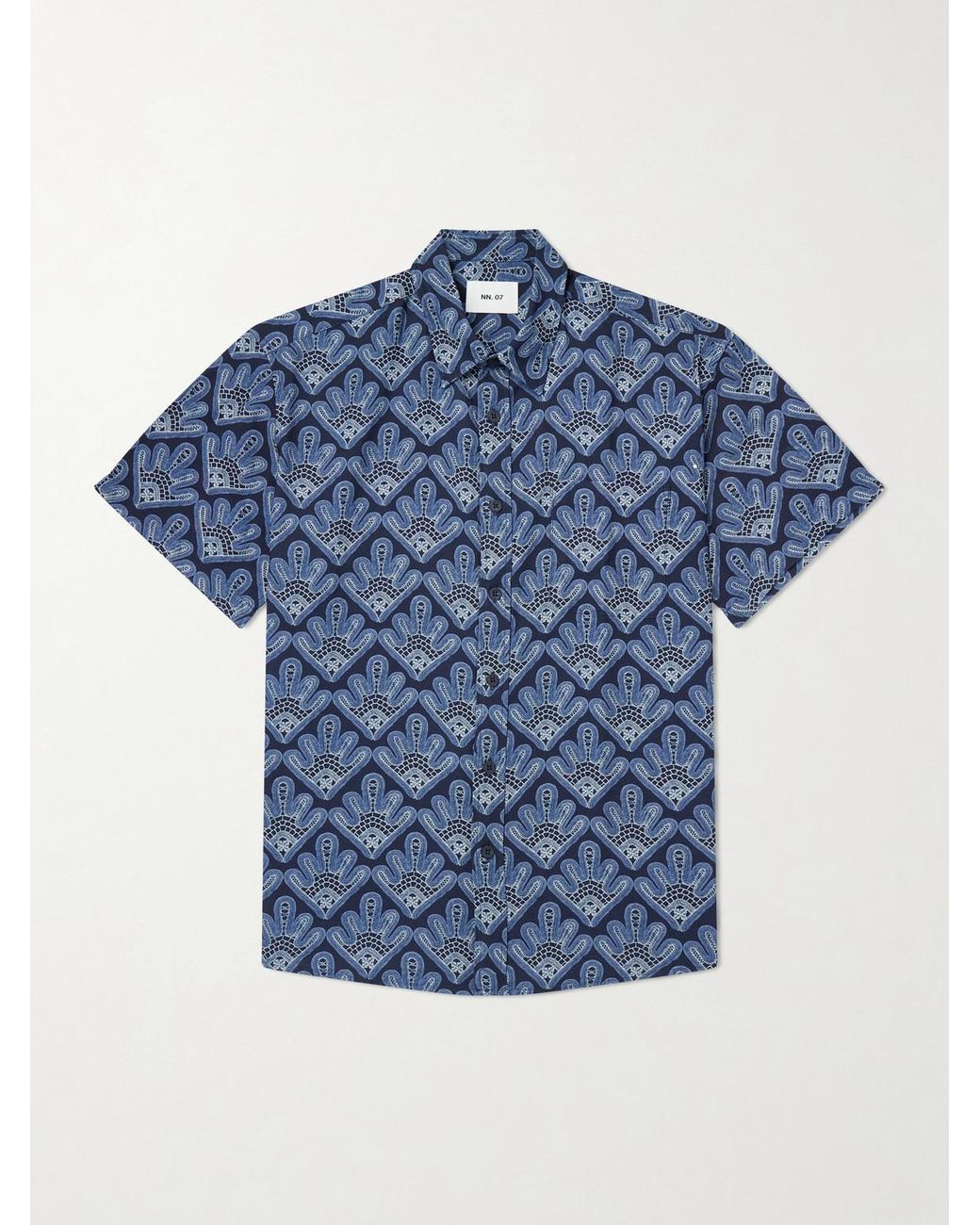 NN07 Blue Deon Printed Woven Shirt for men