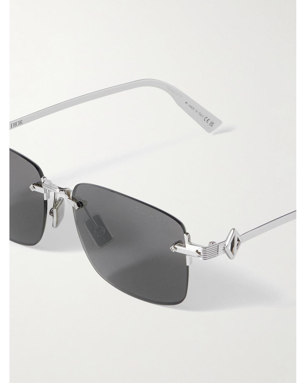 Dior Gray Cd Diamond S11U Square-Frame Rimless-Tone Metal Sunglasses for men