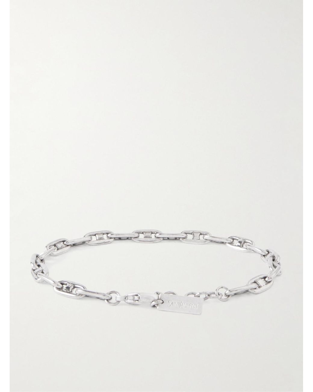 Saint Laurent Natural Silver-tone Chain Bracelet for men