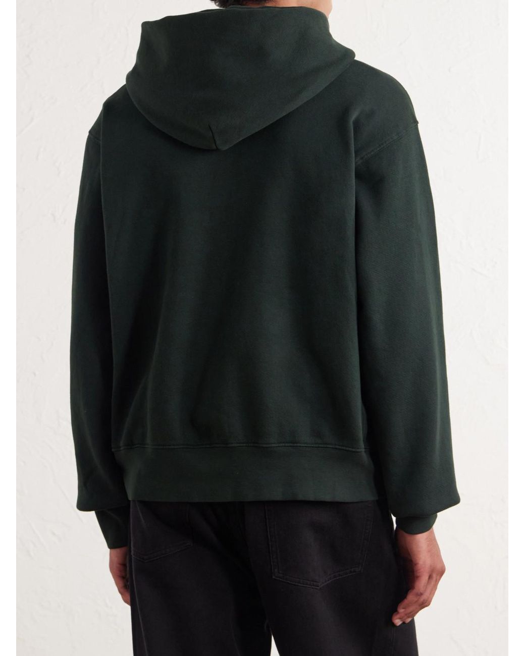 Les Tien Green Garment-Dyed Cotton-Jersey Zip-Up Hoodie for men