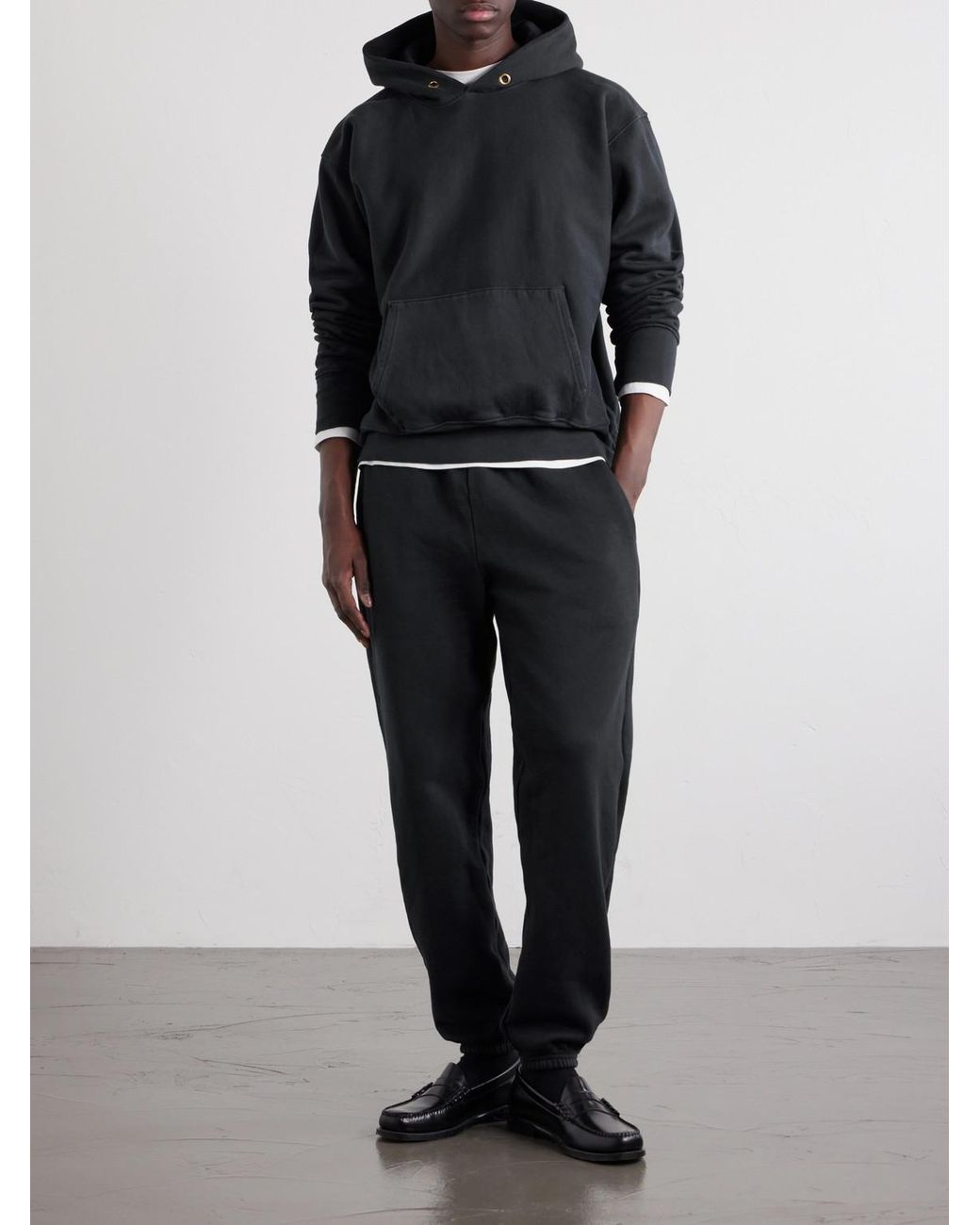 Les Tien Blue Heavyweight Structured-Fleece Cotton-Jersey Hoodie for men