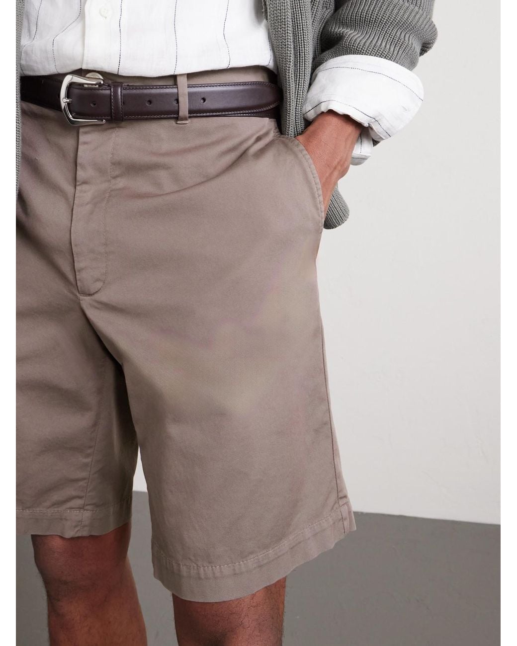 Brunello Cucinelli Gray Cotton-Blend Bermuda Shorts for men