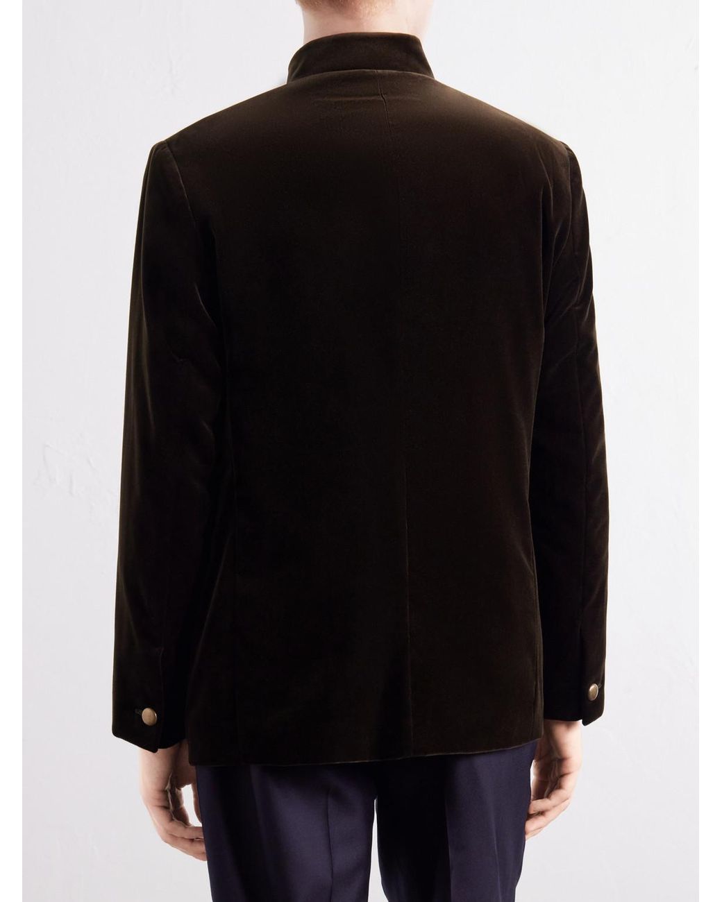Favourbrook Black Nehru Cotton-Velvet Blazer for men