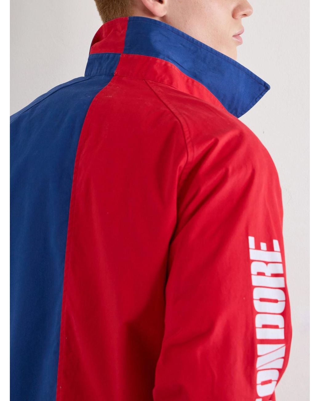 Aimé Leon Dore Blue Logo-Print Colour-Block Cotton Overshirt for men
