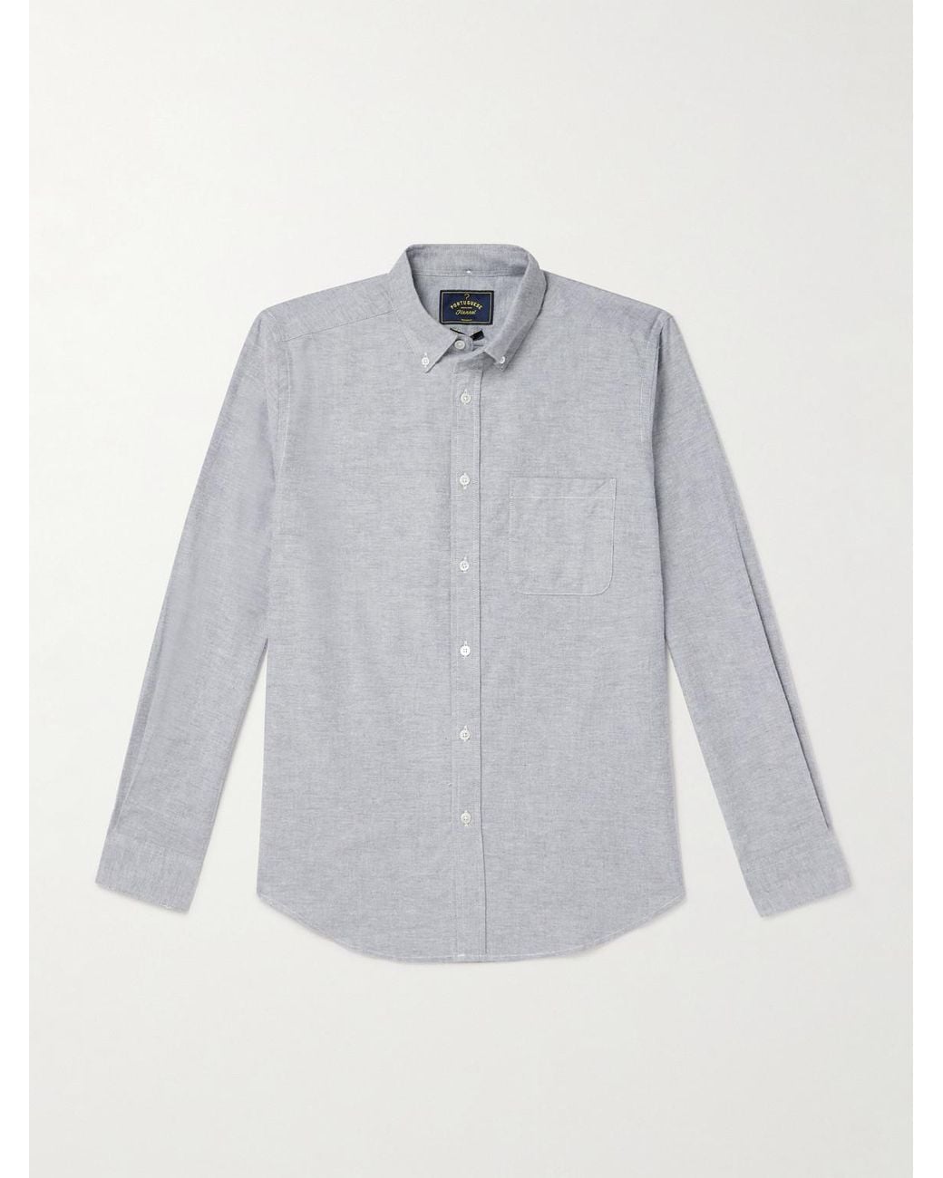 Portuguese Flannel Gray Button-Down Collar Brushed-Cotton Oxford Shirt for men