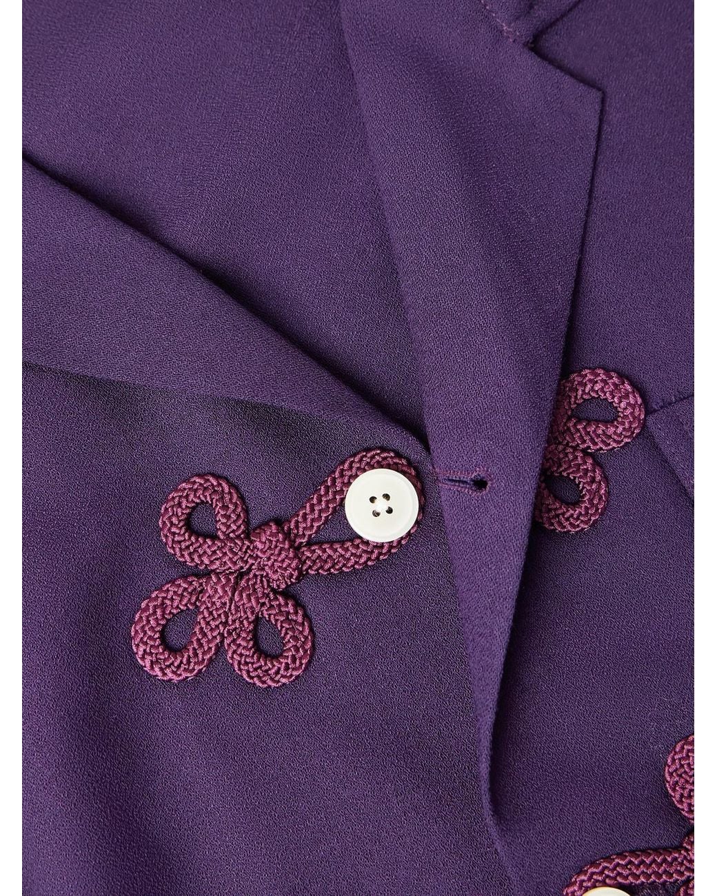 Bode Astor Trillium Camp-Collar Embroidered Wool Shirt in Purple für Herren
