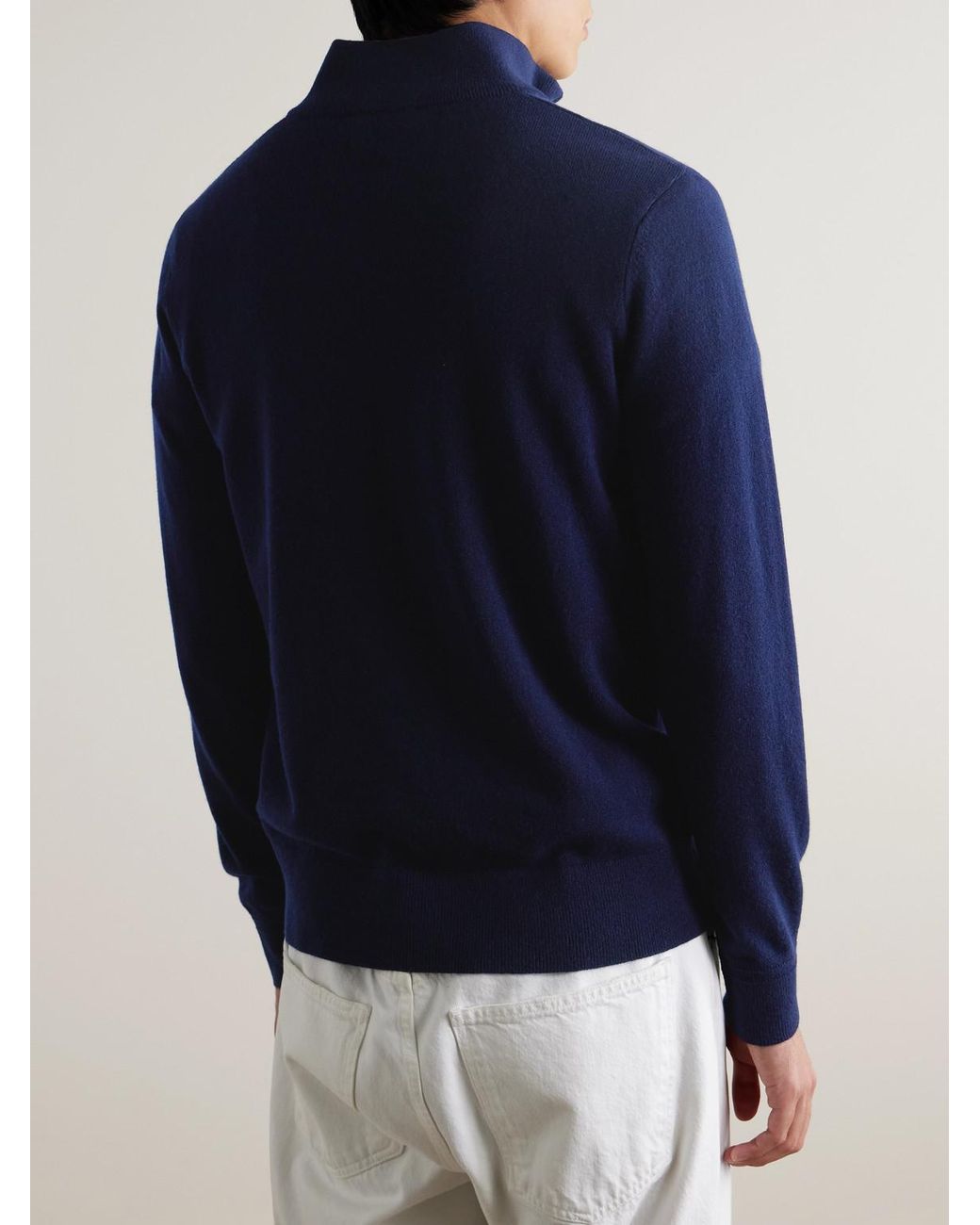 Mr P. Blue James Cashmere Half-Zip Sweater for men