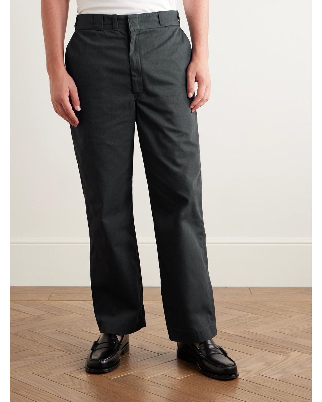 A.PRESSE Blue Work Straight-Leg Cotton-Blend Chinos for men