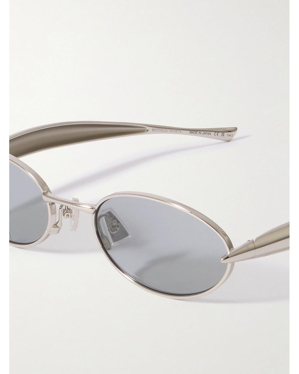 Bottega Veneta Gray Sardine Oval-Frame-Tone Sunglasses for men