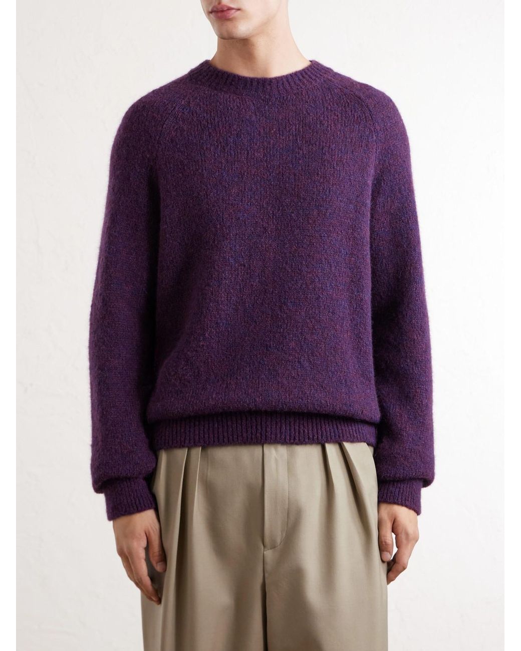 Dries Van Noten Purple Brushed Alpaca-Blend Sweater for men
