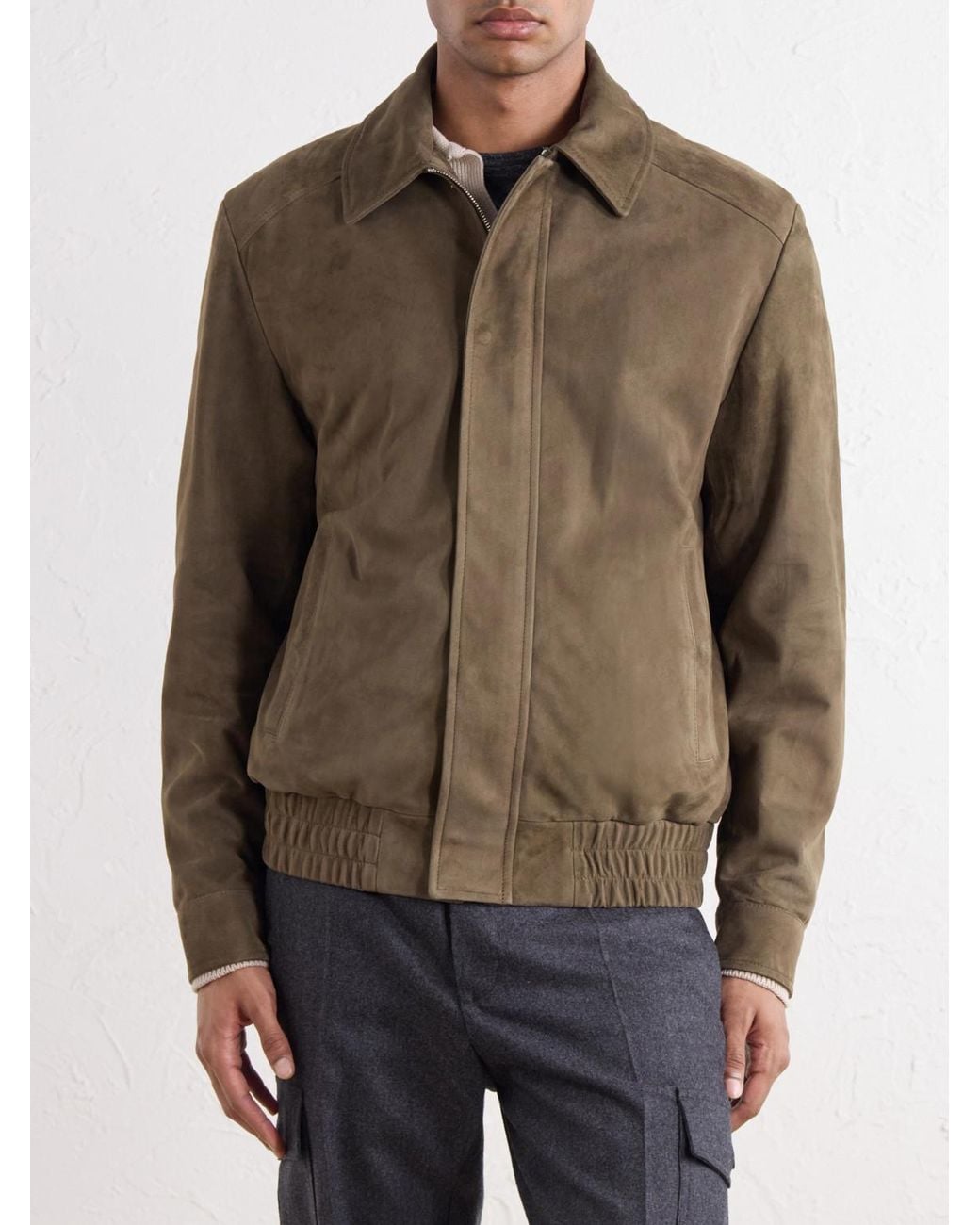 Slowear Brown Montedoro Suede Blouson Jacket for men