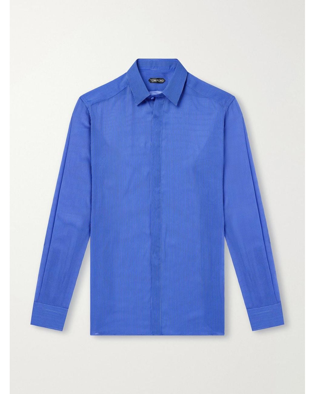Tom Ford Blue Micro-Striped Silk-Organza Shirt for men