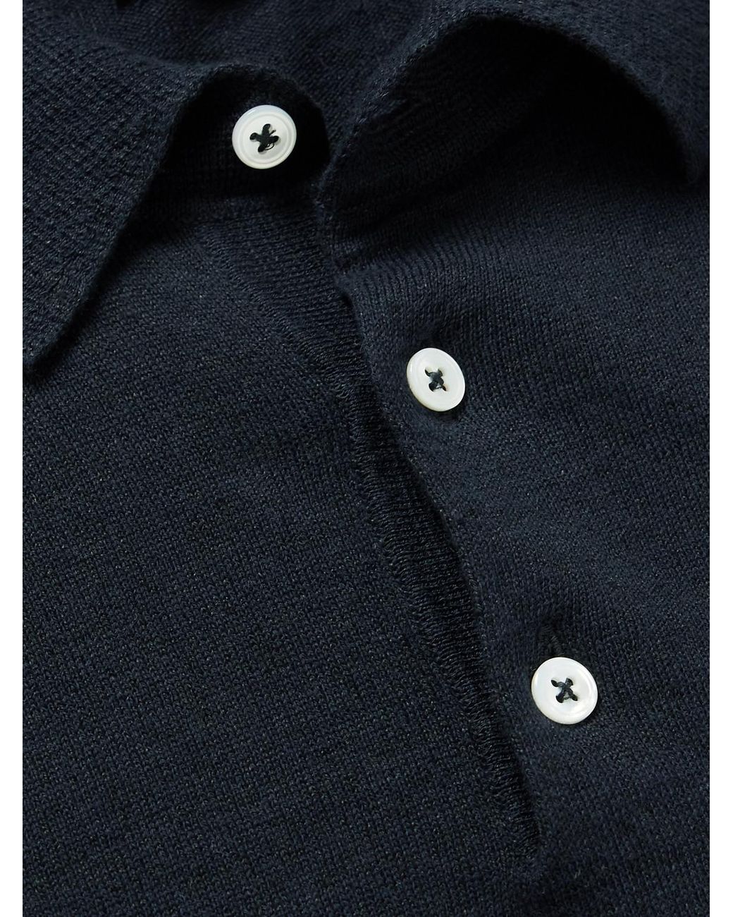 Drake's Blue Linen And Cotton-Blend Polo Shirt for men