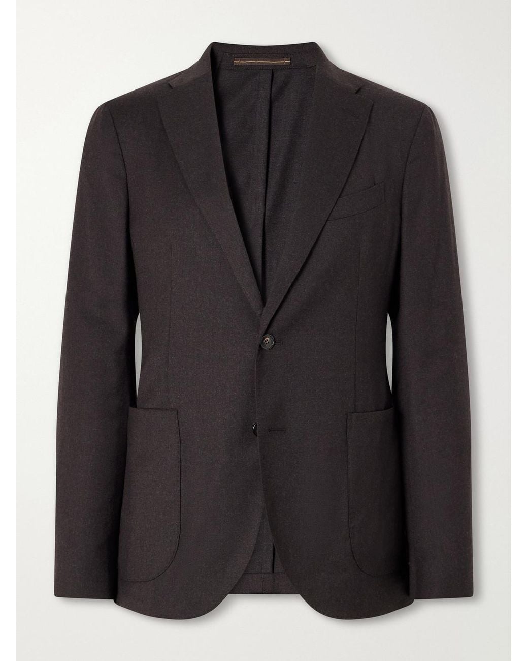 Slowear Black Incotex Wool-blend Flannel Suit Jacket for men