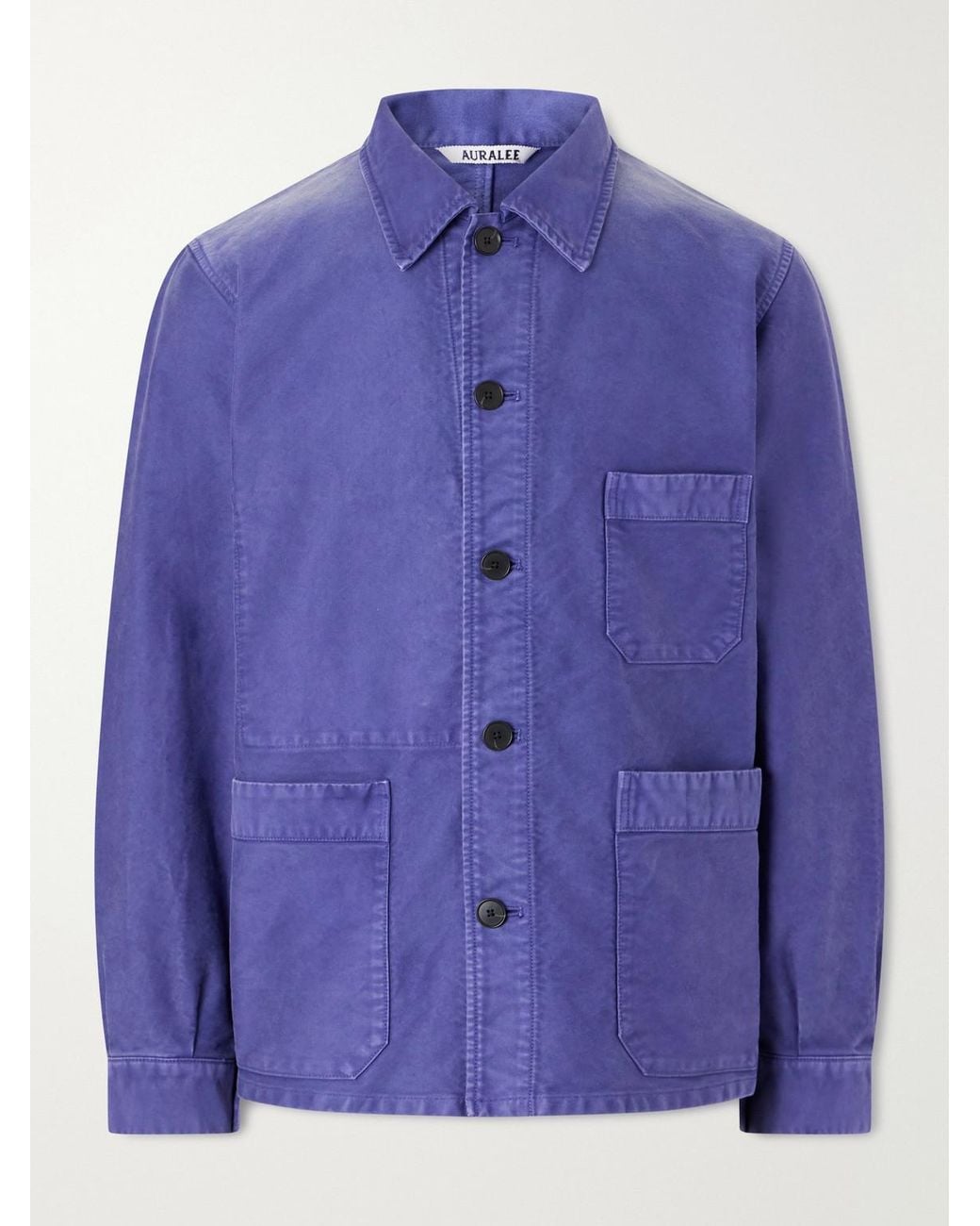 Auralee Purple Garment-Dyed Cotton-Moleskin Blouson Jacket for men