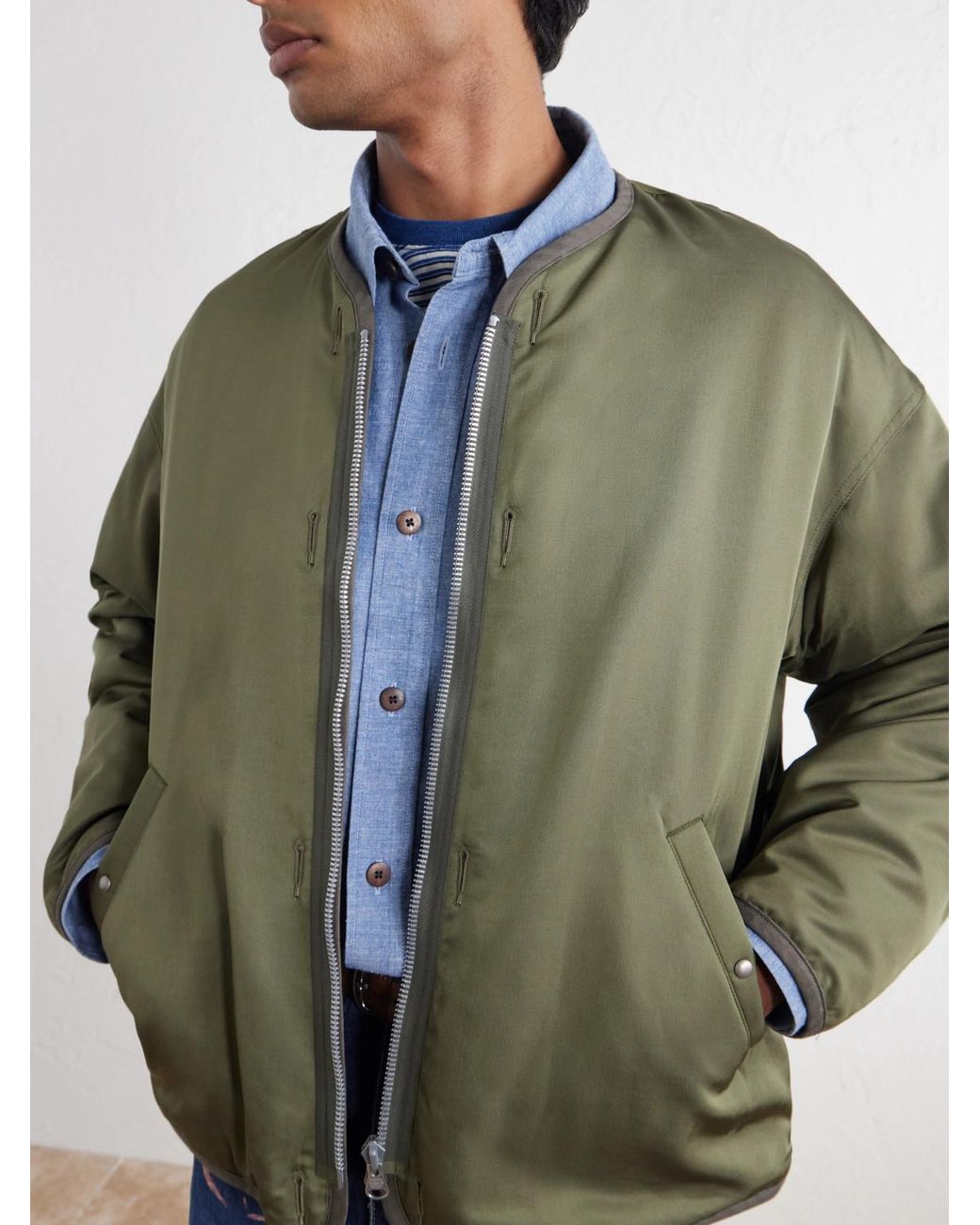 Visvim Green Wool And Silk-Blend Twill Down Liner Jacket for men