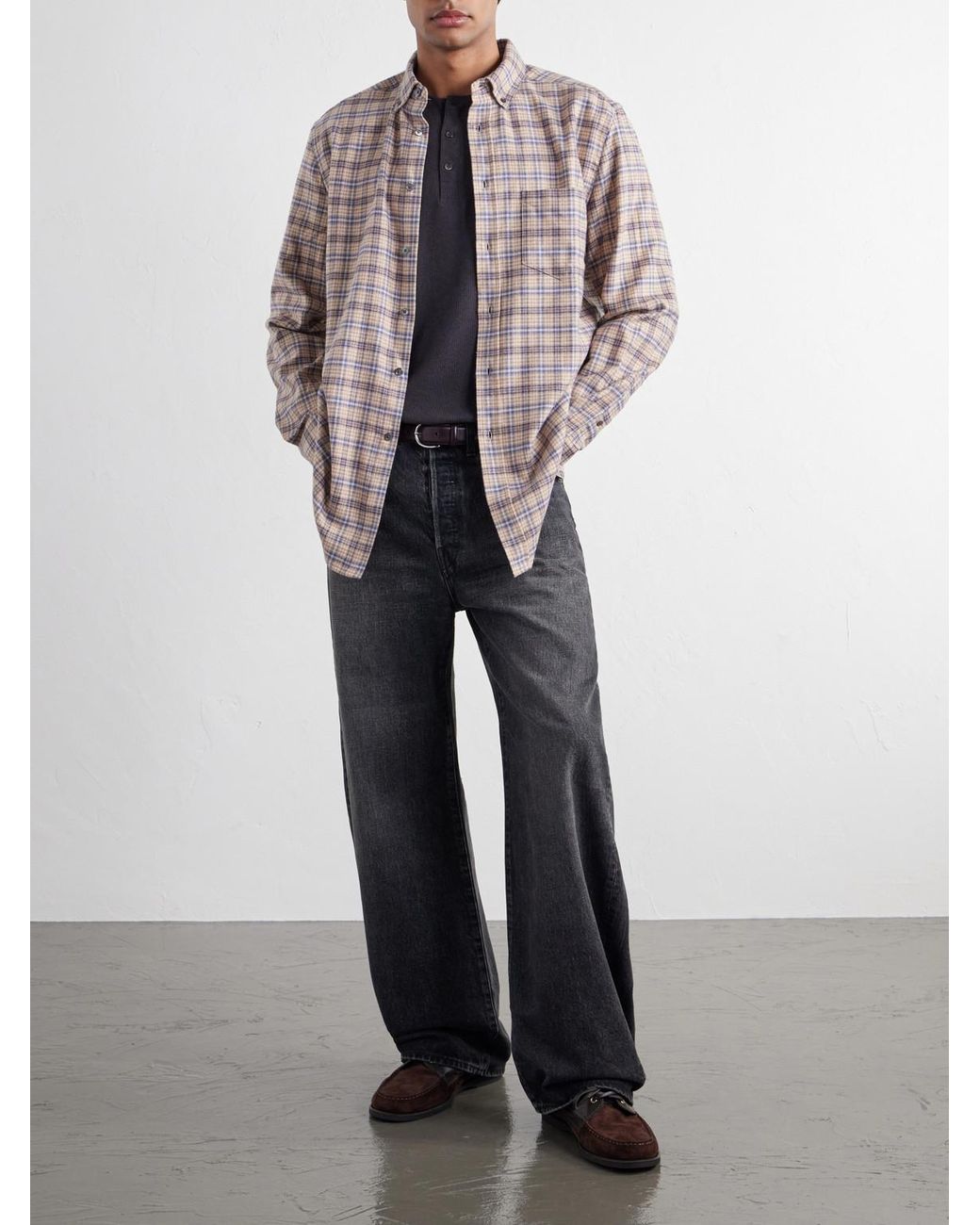 Portuguese Flannel Pink Cedar Checked Cotton-Flannel Shirt for men