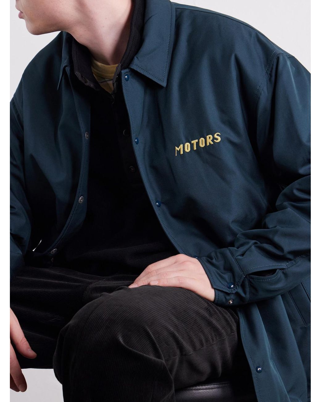 Visvim Blue Embroidered Wool And Silk-Blend-Gabardine Jacket for men