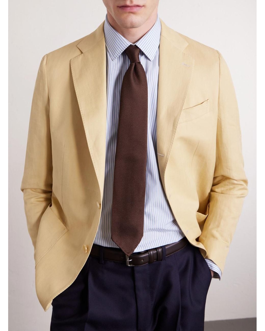 De Petrillo Brown Houndstooth Silk-jacquard Tie for men
