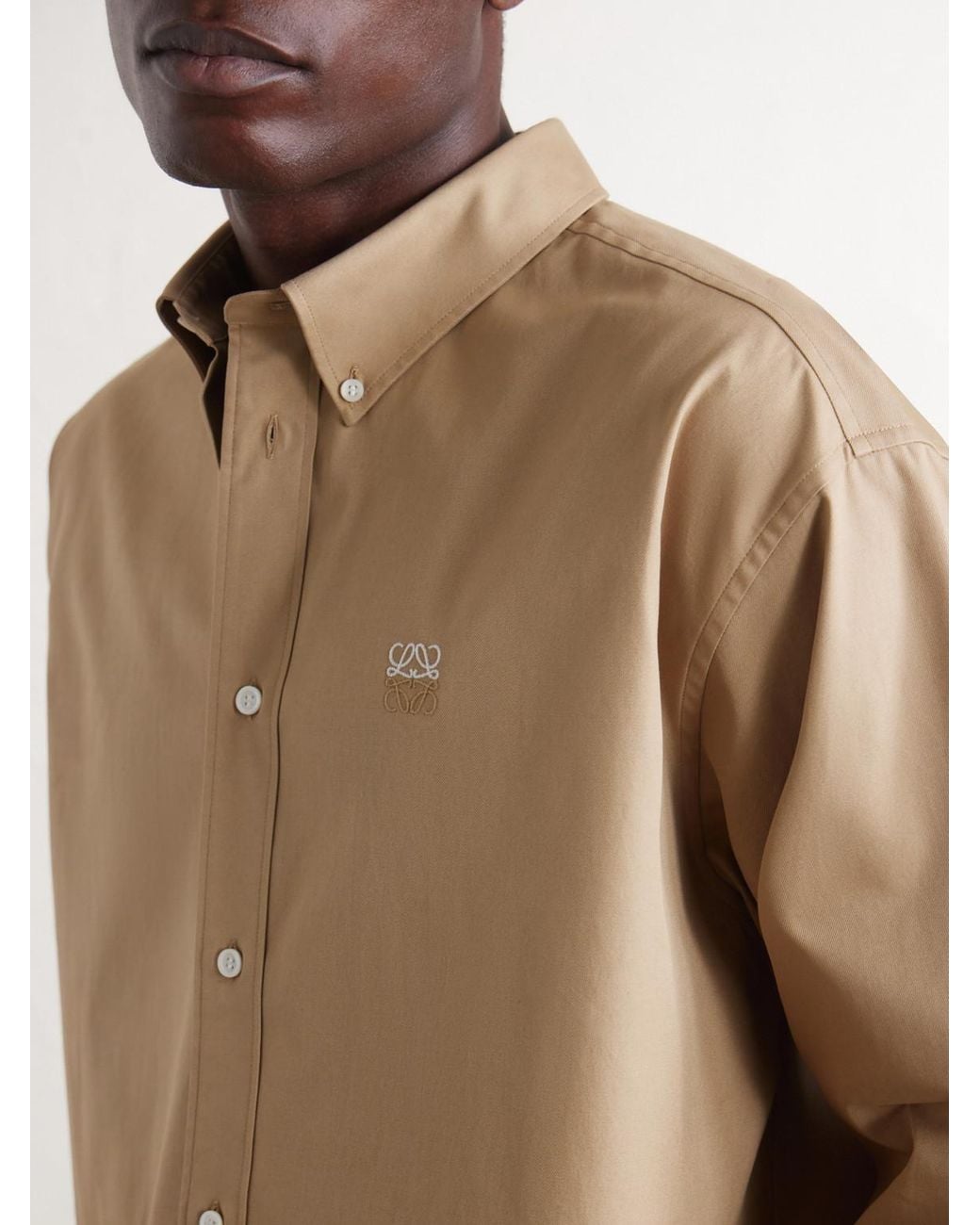 Loewe Natural Anagram-embroidered Cotton Shirt for men
