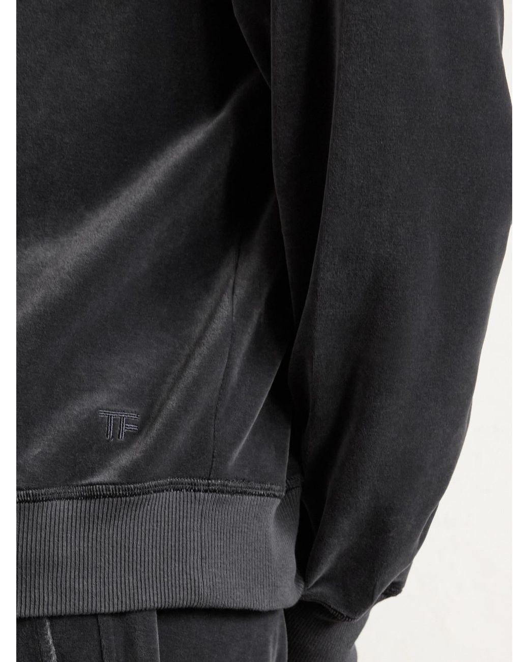 Tom Ford Black Cotton-blend Velour Hoodie for men