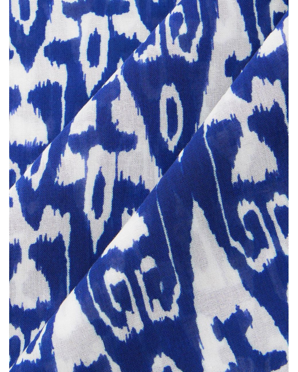 Anderson & Sheppard Blue Printed Cotton-Voile Scarf for men