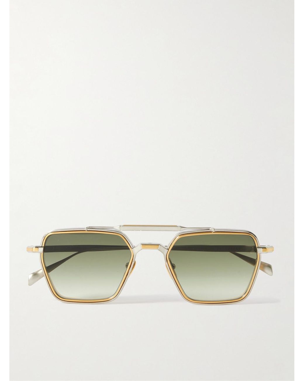 Jacques Marie Mage Green Commodore Double-Bridge Aviator-Style Two-Tone Beta Titanium Sunglasses for men