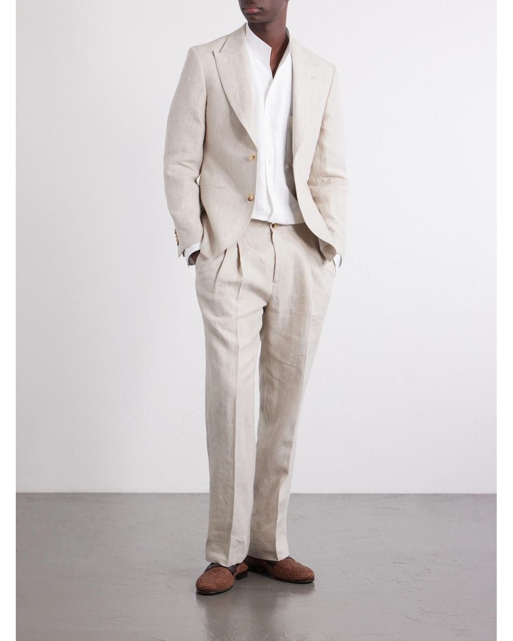 Mr P. White Slim-Fit Linen Tuxedo Jacket for men