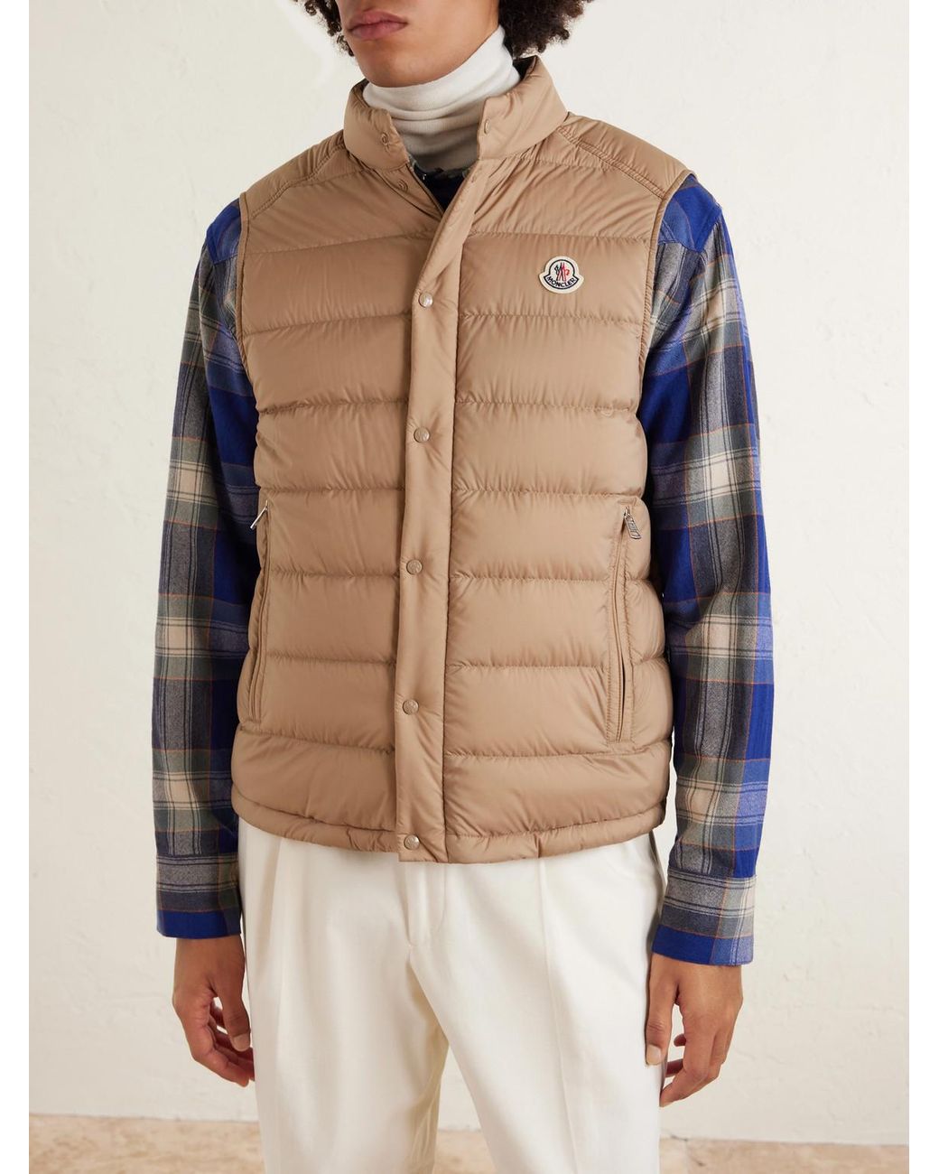 Moncler Natural Barthe Logo-Appliquéd Quilted Nylon Down Gilet for men