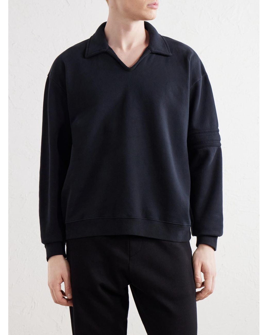Bode Blue Crew Polo Cotton-Jersey Sweatshirt for men