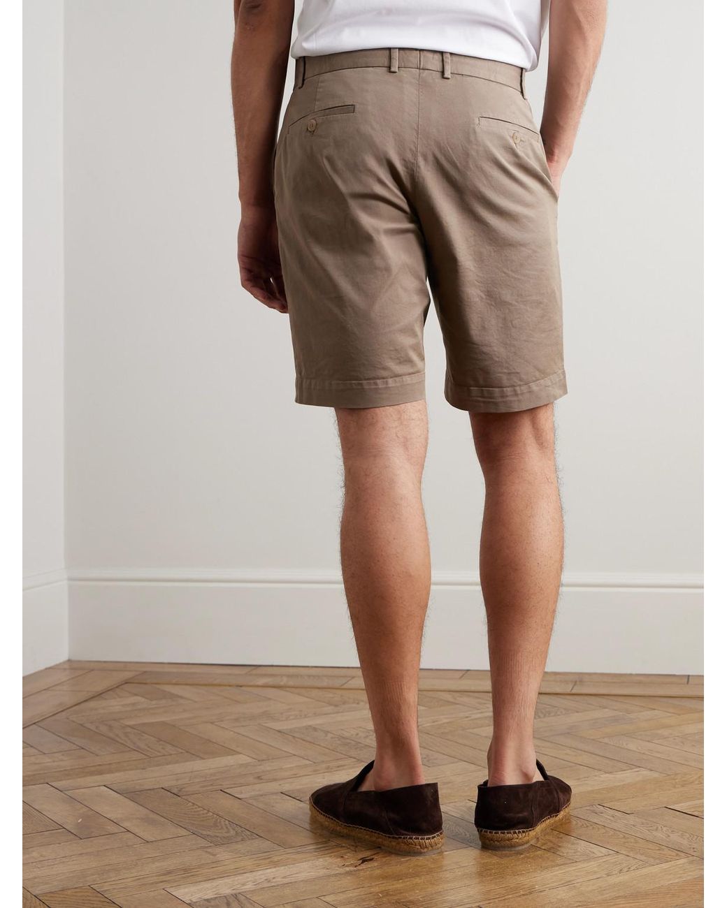 Sunspel Natural Straight-leg Garment-dyed Cotton-blend Twill Chino Shorts for men