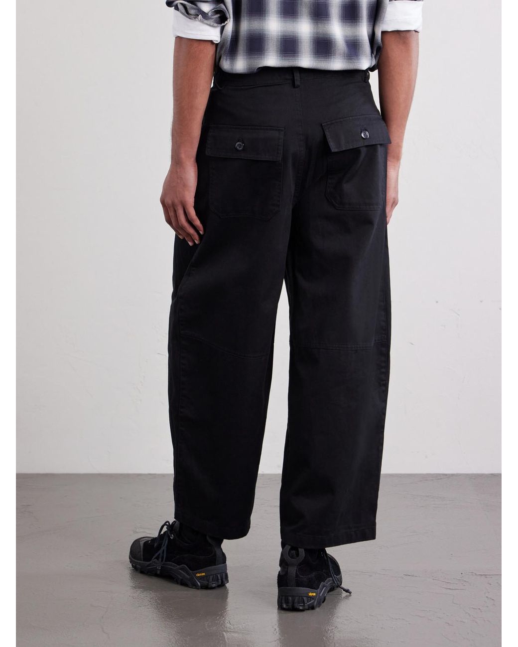FRIZMWORKS Black Wide-Leg Cotton-Twill Trousers for men