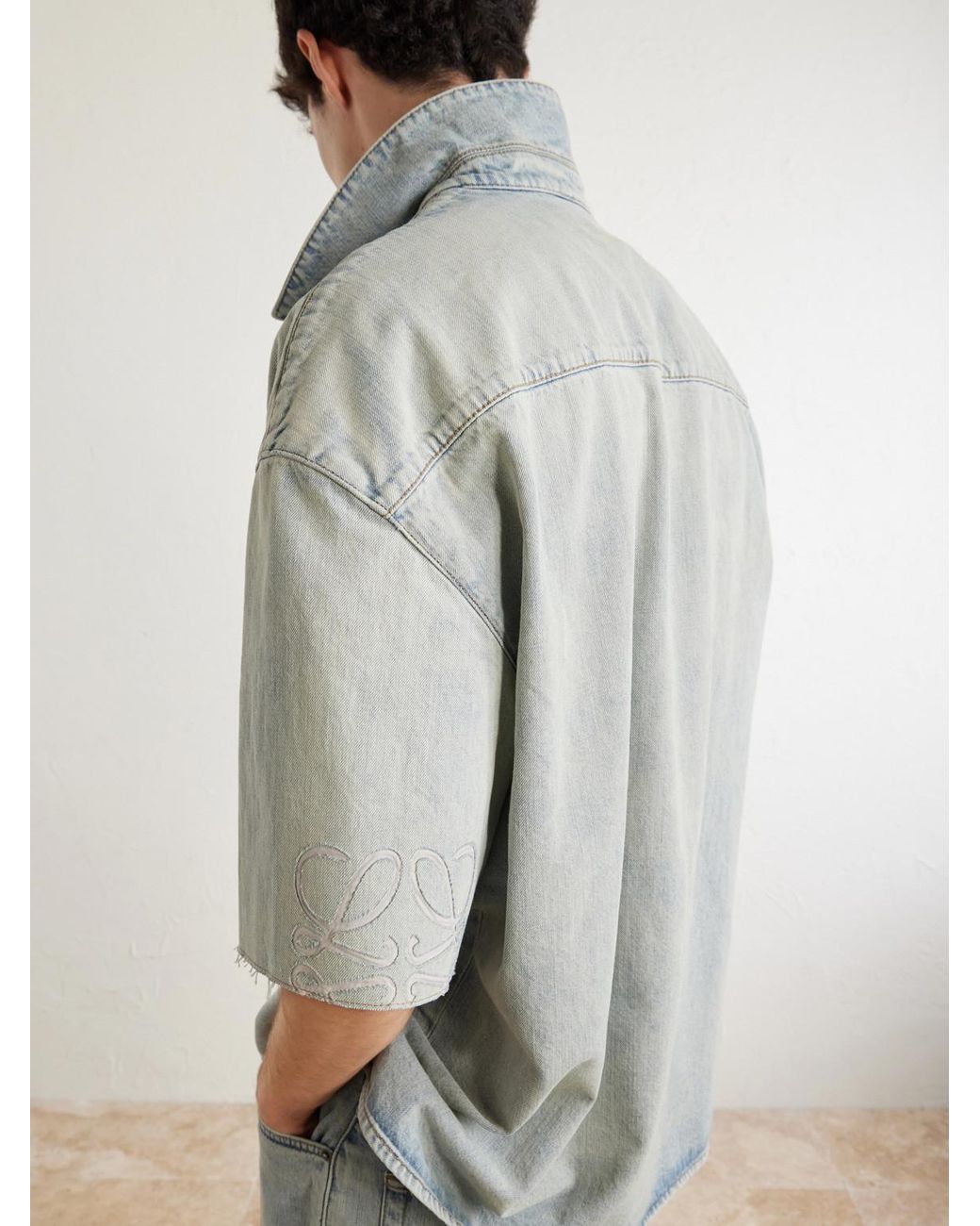 Loewe Blue Camp-Collar Denim Shirt for men