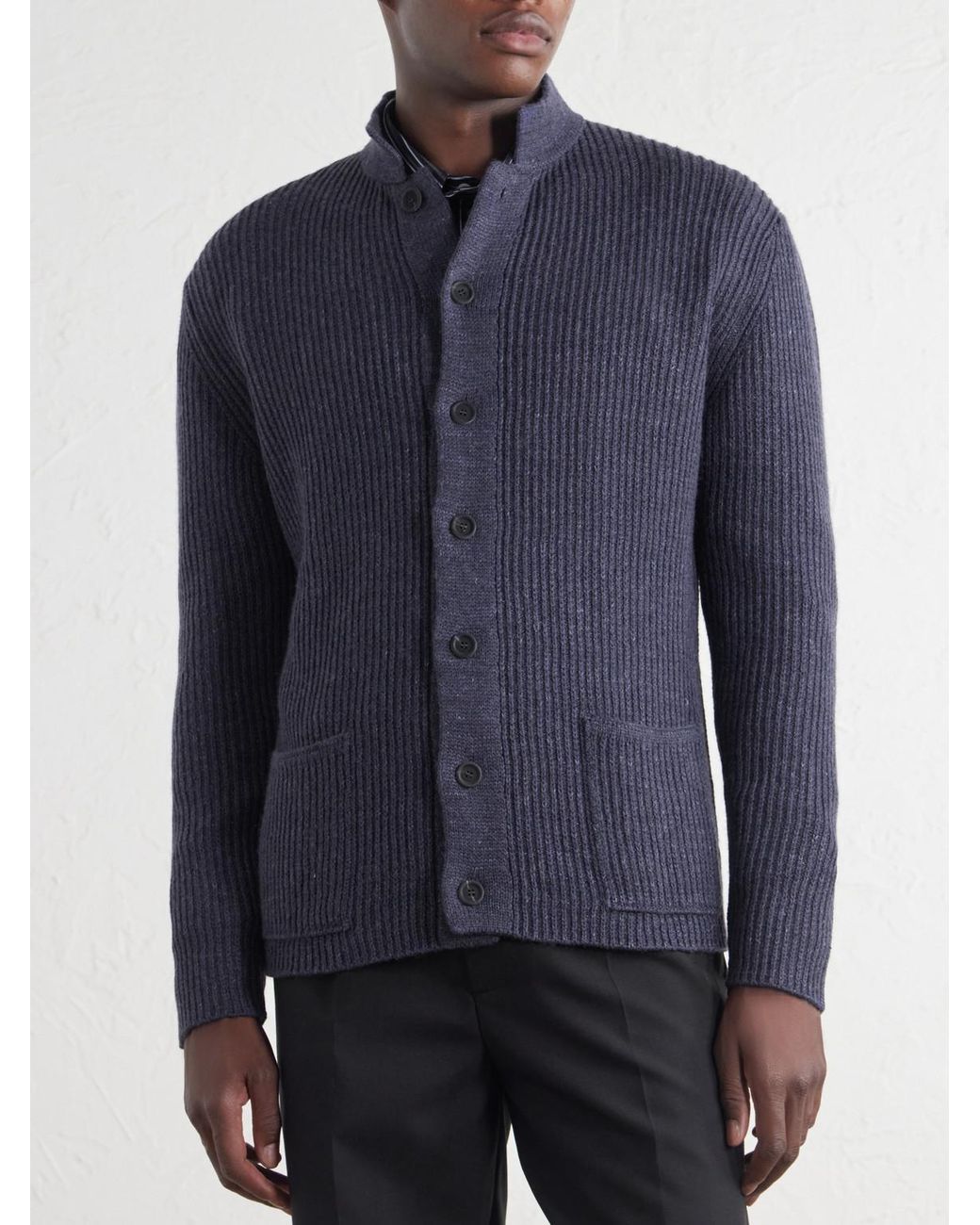 Inis Meáin Blue Boatbuilder Wool And Linen-Blend Cardigan for men