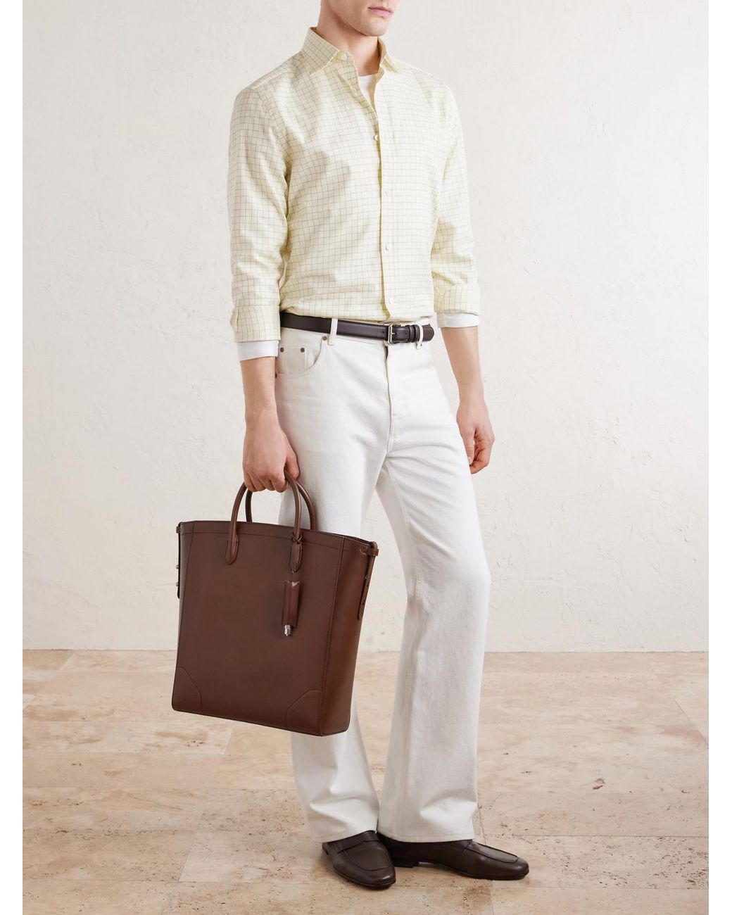 Dunhill Brown Century 33 Patina-Leather Tote Bag for men