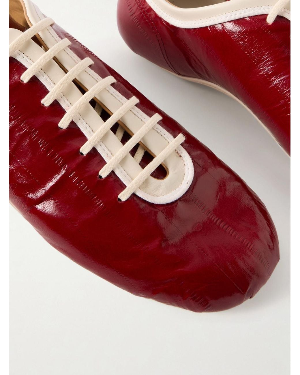 Dries Van Noten Red Glossed Leather Sneakers for men