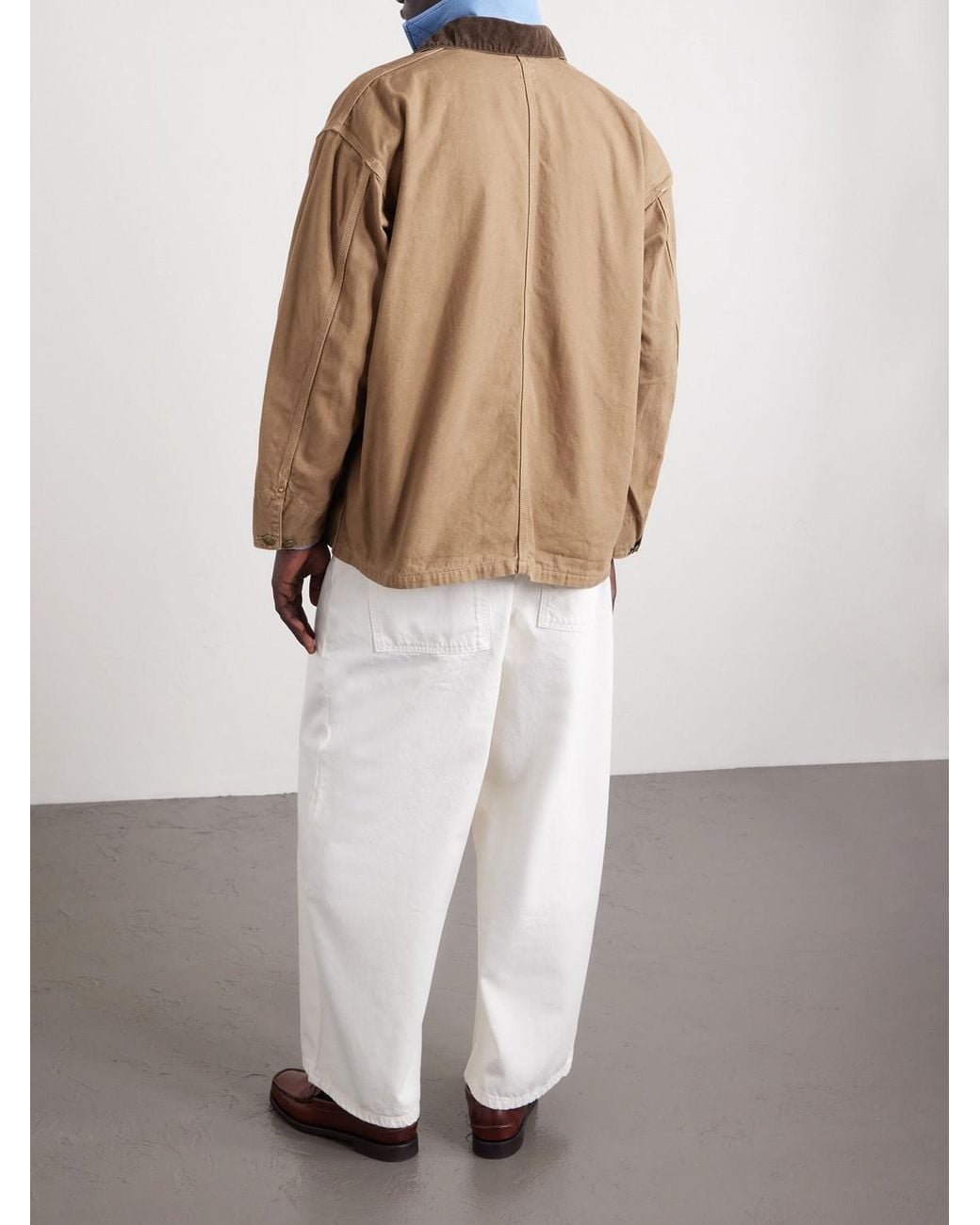 Orslow Brown Corduroy-Trimmed Cotton-Canvas Jacket for men