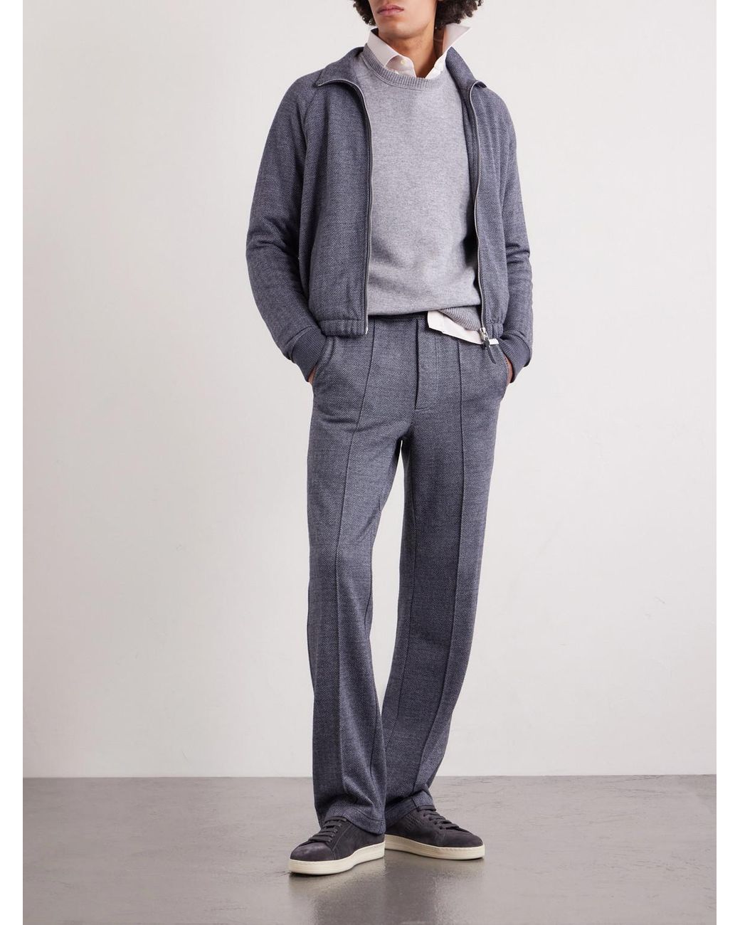 Tom Ford Gray Cashmere And Cotton-Blend Sweater for men