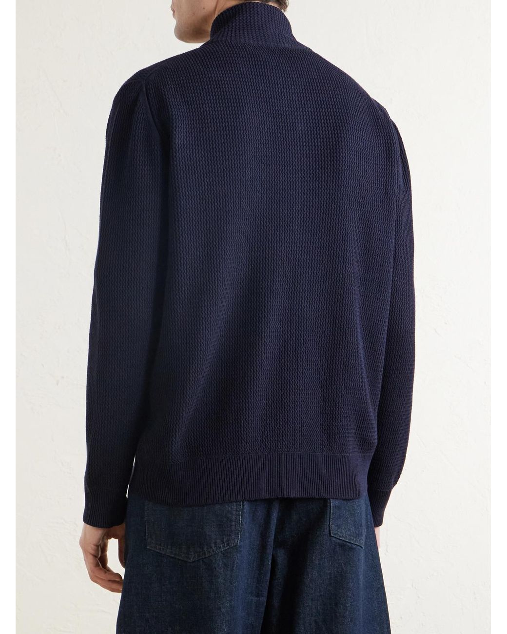 Piacenza 1733 Blue Knitted Silk And Linen-Blend Zip-Up Cardigan for men