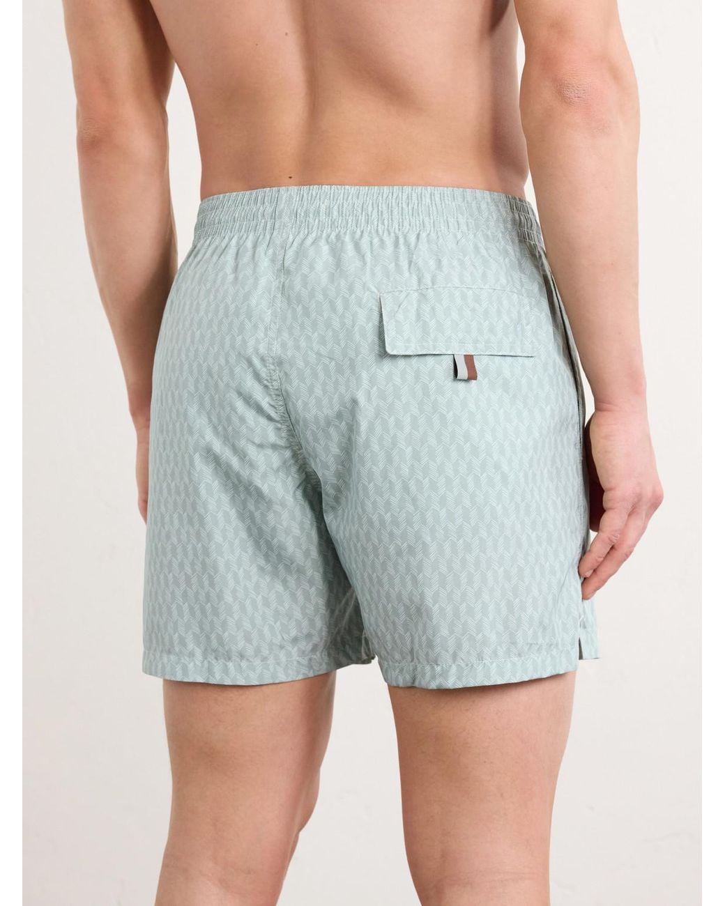 Canali Blue Straight-Leg Mid-Length Printed Swim Shorts for men