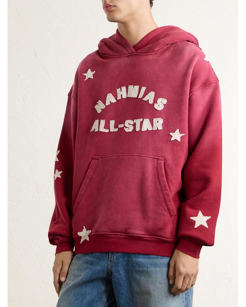 NAHMIAS Red All Star Printed Cotton-Jersey Hoodie for men