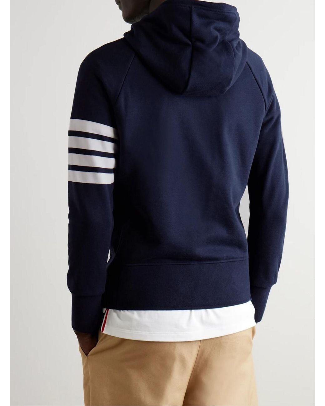 Thom Browne Blue Slim-Fit Striped Loopback Cotton-Jersey Zip-Up Hoodie for men