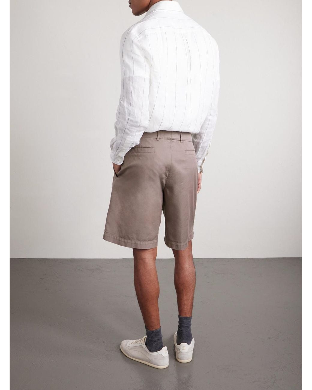 Brunello Cucinelli Gray Cotton-Blend Bermuda Shorts for men