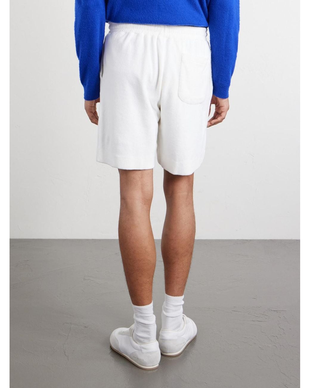 Mr P. White Straight-Leg Organic Cotton And Silk-Blend Terry Shorts for men