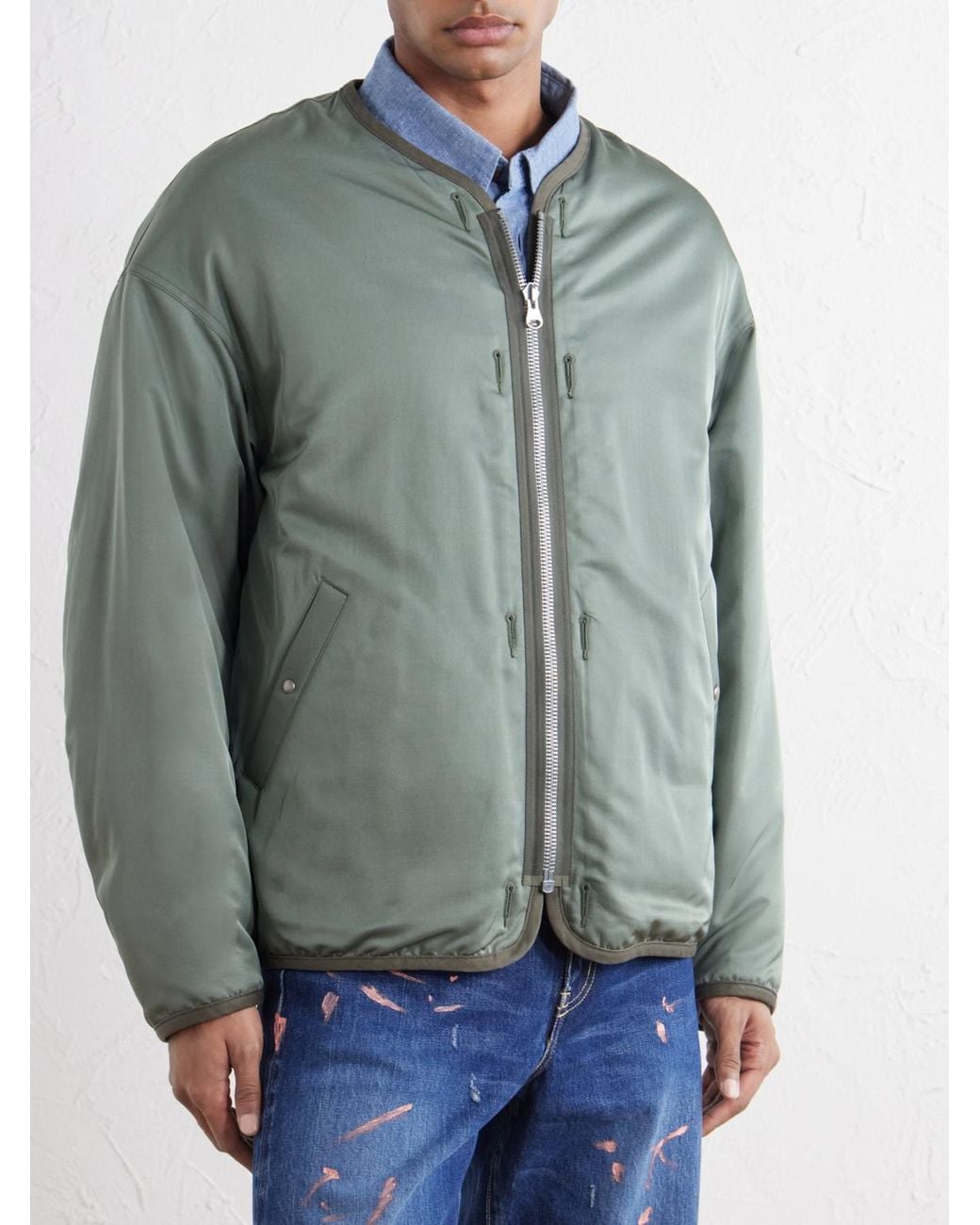 Visvim Green Wool And Silk-Blend Twill Down Liner Jacket for men