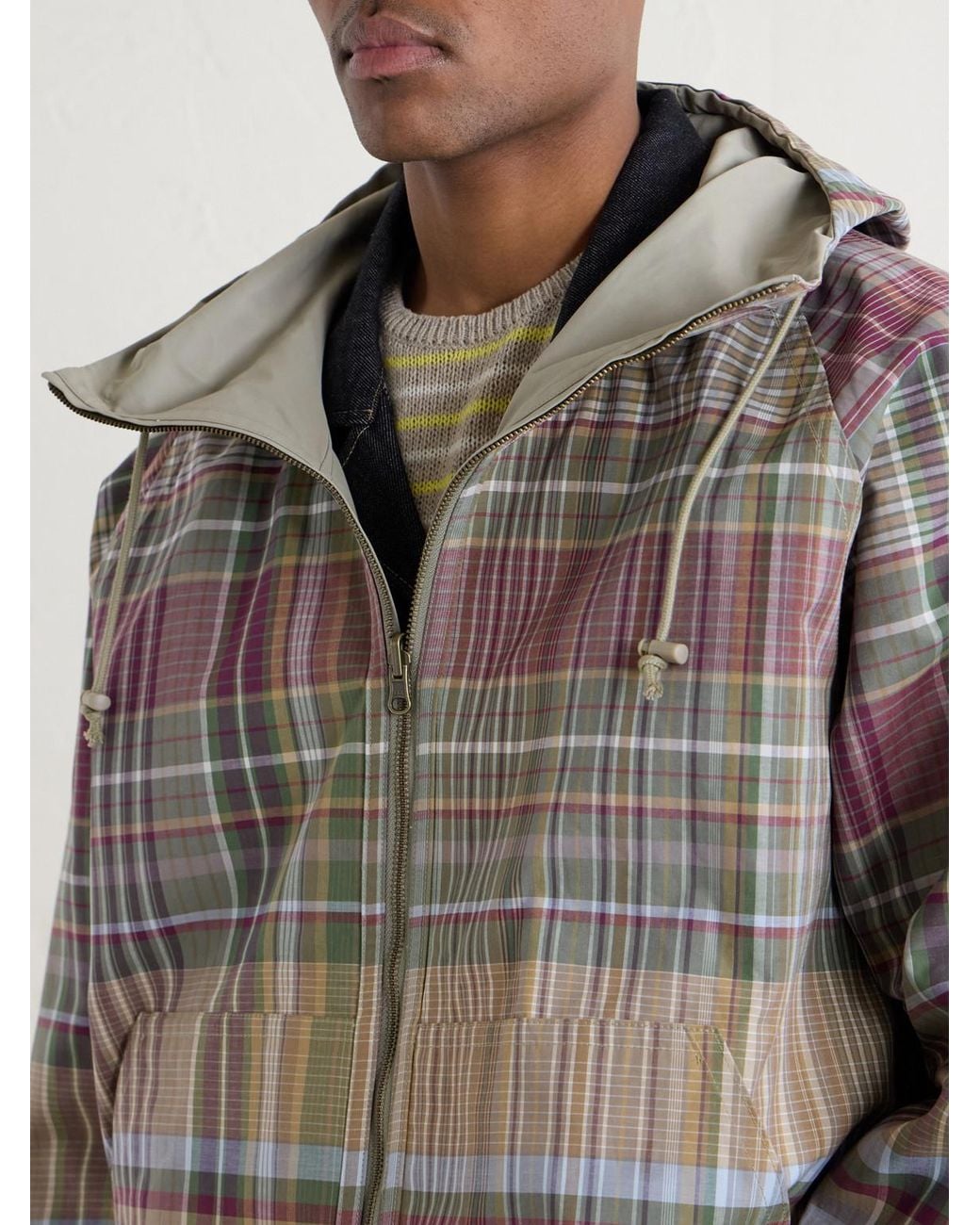 Aimé Leon Dore Gray Reversible Checked Shell Windbreaker Jacket for men