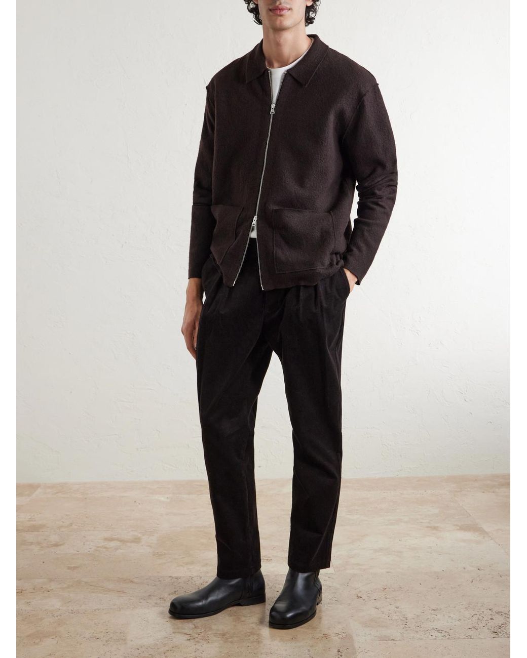 Mr P. Black Steve Tapered Cotton-Corduroy Trousers for men