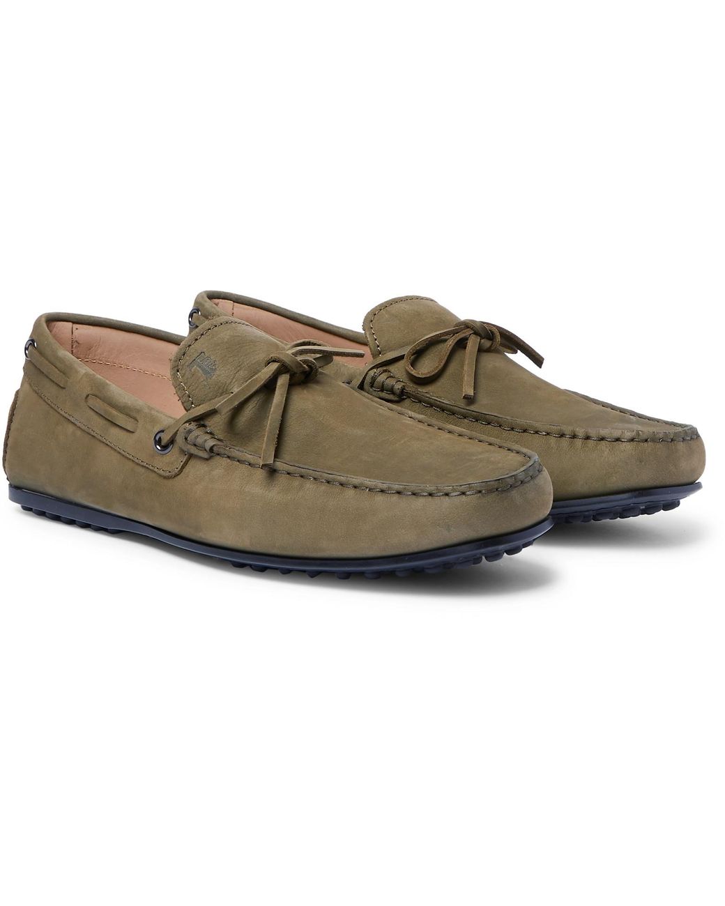 Tod's Rubber City Gommino Nubuck Driving Shoes in Green for Men - Lyst