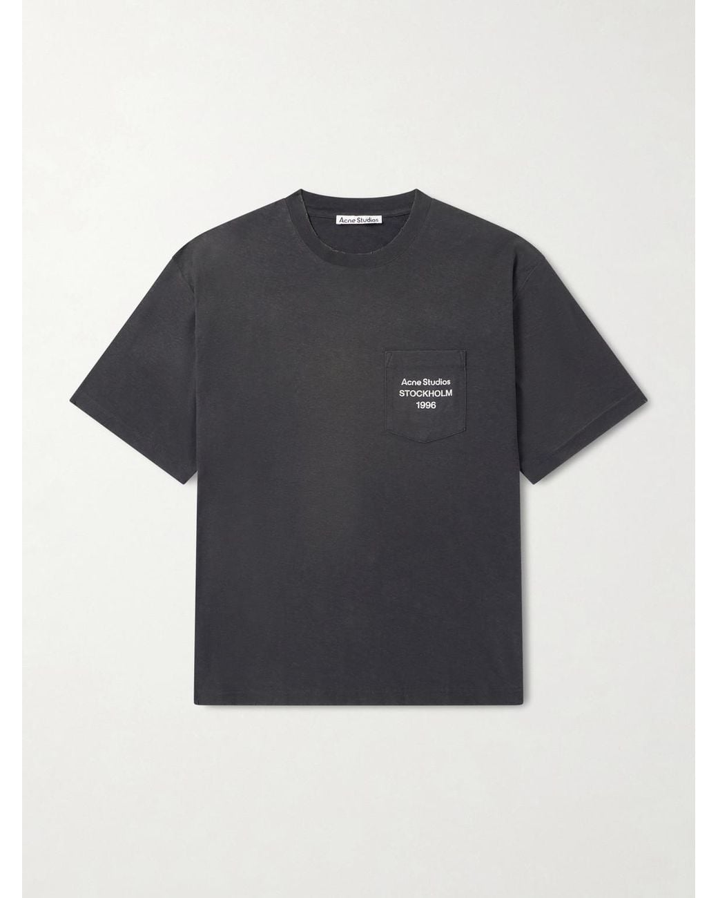 Acne Blue Exford U Oversized Logo-print Distressed Cotton-jersey T-shirt for men