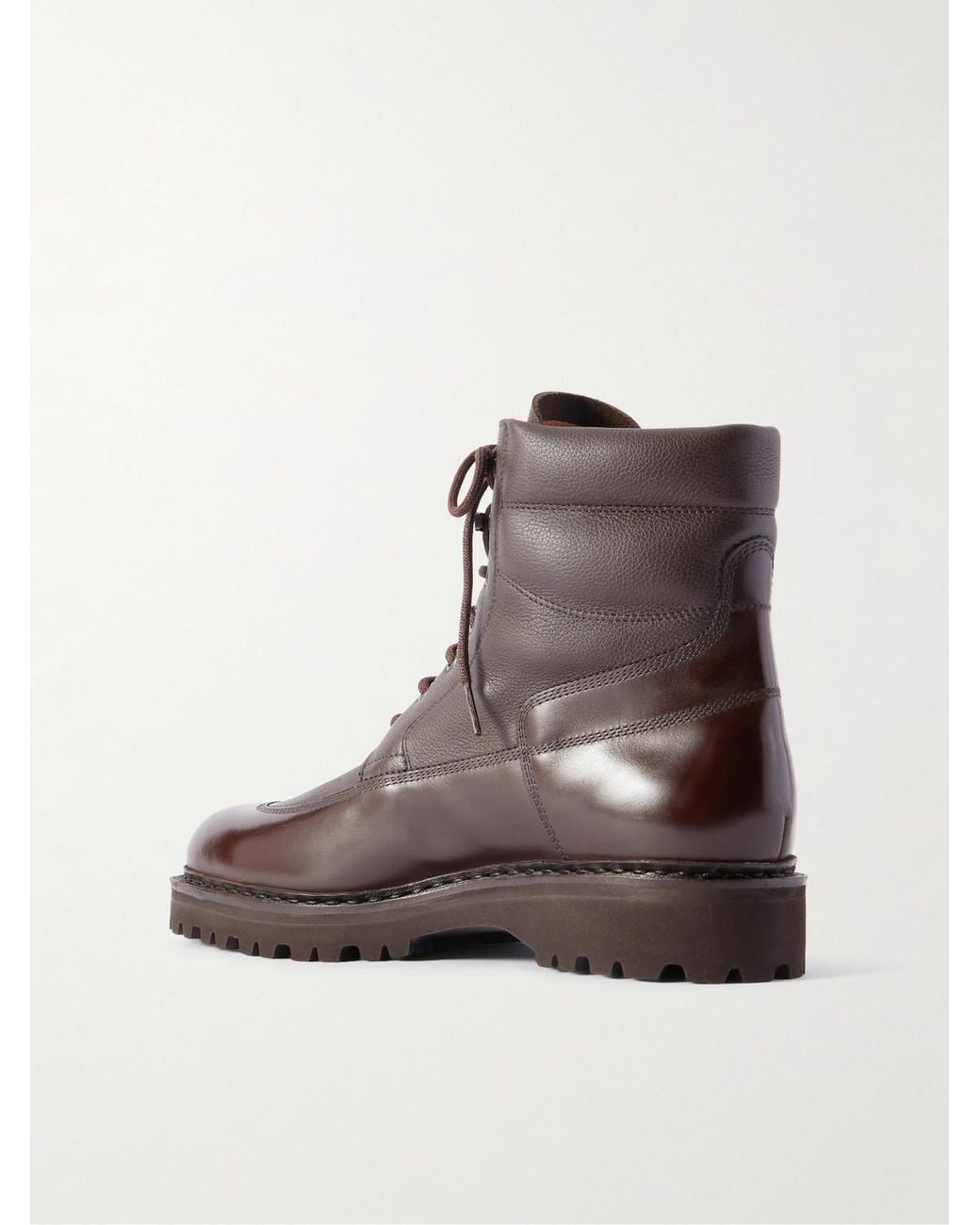 John Lobb Brown Peak Panelled Leather Boots for men